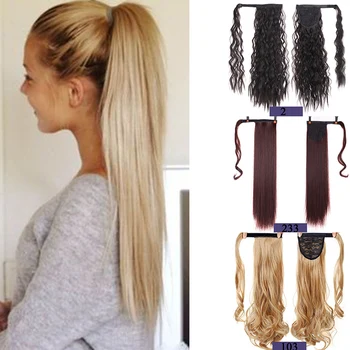

MUMUPI Clip In Hair Extension ponytail curly straight Wrap Around Curly Ponytail Extensions Long Ponytail Hairpiece Headwear
