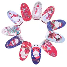 4 шт. прямоугольная Рождественская тематическая коробка конфет жестяная подарочная коробка Милая жестяная посудина чехол вечерние принадлежности случайный узор