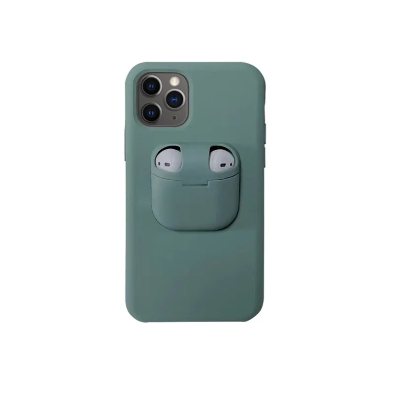 Беспроводные наушники, гарнитура, чехол для Airpods 1 2, карамельный цвет, силиконовый чехол для телефона для iPhone 11 Pro XS Max XR X 6 7 8 Plus - Цвет: Original green