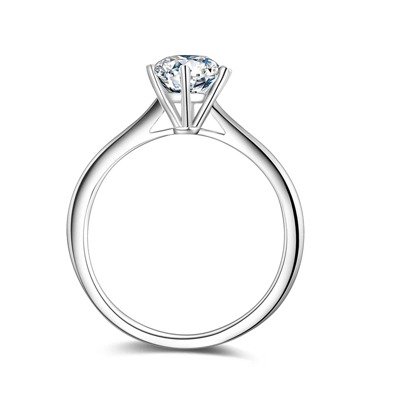 BOEYCJR 925 Silver 6 Claws 0.5ct/1ct/2ct/3ct D color Moissanite VVS Engagement Wedding Ring With national certificate for Women