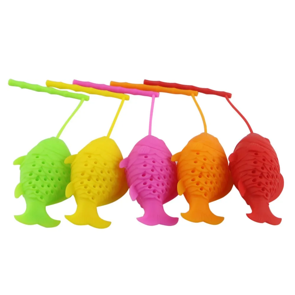 New Silicone Fish Loose Tea Leaf Infuser Spice Herbal Strainer Filter Diffuser