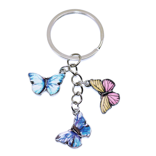 Styles Enamel Colorful Butterfly Pendant Keychain Insects Car Key Rings Women Bag Accessories Jewelry Christmas Xmas Gifts