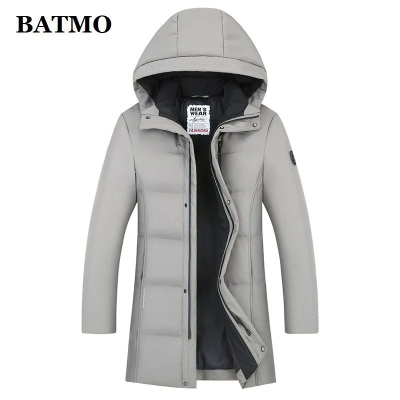 BATMO 80% Белые куртки с капюшоном на утином пуху для мужчин, мужские зимние куртки с капюшоном, пальто с капюшоном для мужчин, 88023 - Цвет: Бежевый