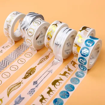 

Colorful Gilding Hot Silver Decorative Washi Tape DIY Scrapbooking Masking Craft Tape School Office Supply