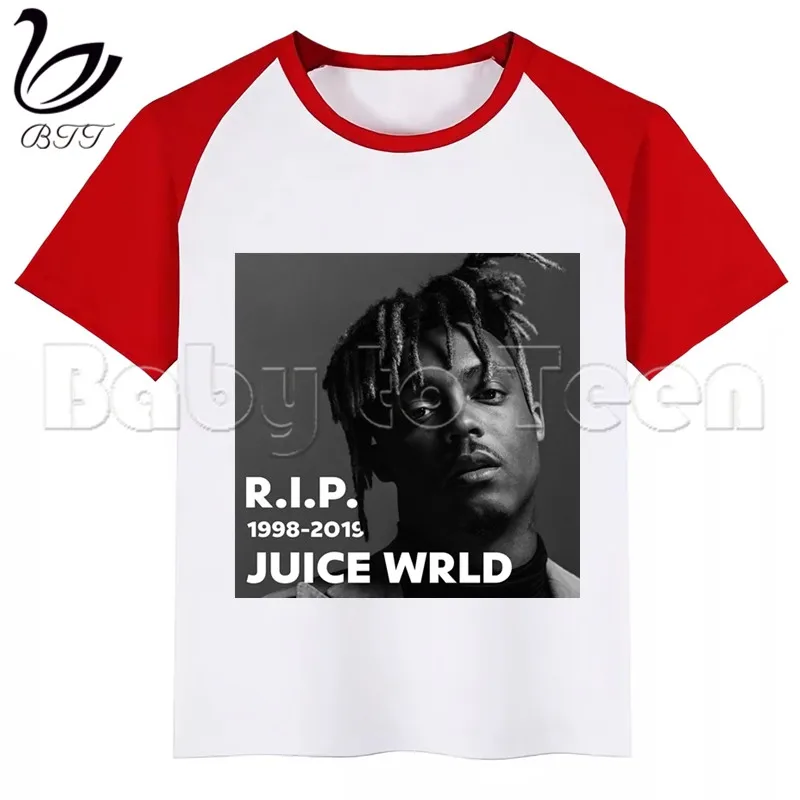 Juice Wrld/Новинка; детская летняя повседневная футболка для мальчиков и девочек; детская одежда с принтом; топы; милая детская футболка с короткими рукавами - Цвет: RedG