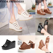 VIGOR/свежая женская обувь; Босоножки на каблуке 10 см; босоножки на танкетке; женская обувь на платформе; Летние сандалии-гладиаторы; размеры 34-45; MY434
