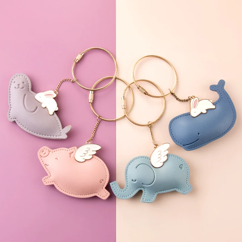 PU Cotton Small Colorful Animal Keychain Fly Pig Elephant Unicorn Seal Bear Octopus Whale Cake Car Bag Hanging Pendant Jewelry 5