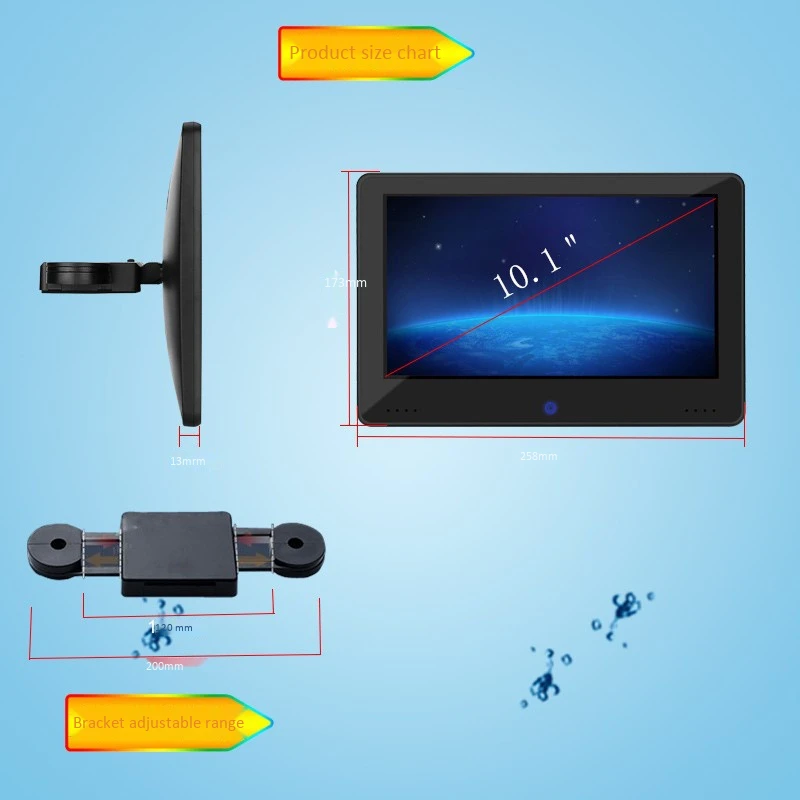 10.1 Inch Car Universal Headrest Display Hd Plug-In Multimedia Mp5 Player Avi / Fm / Usb Bluetooth Player