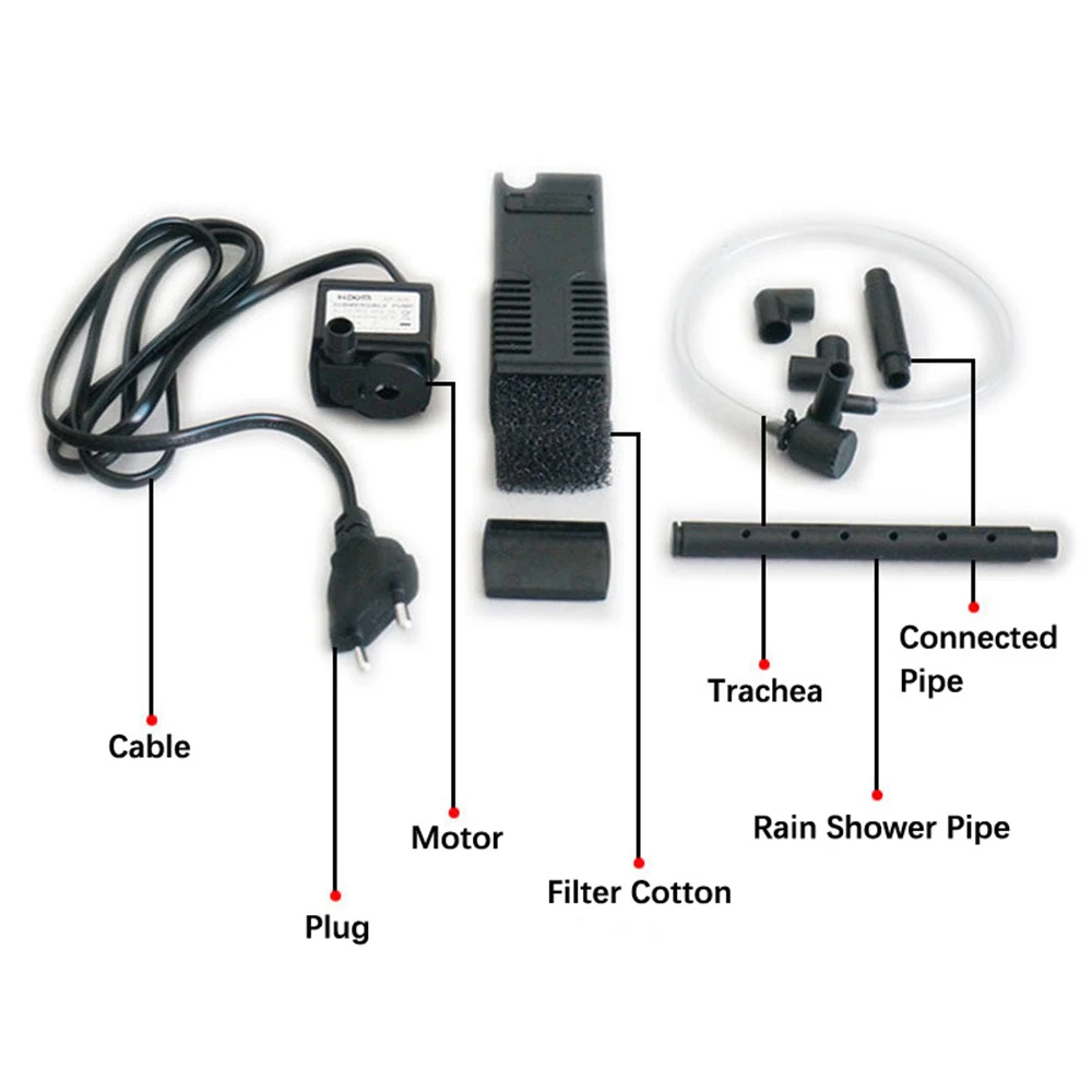 Black Fish Turtle Aquarium Water Plant Tank EU Plug Aquarium Filter Fish Tank 220V Oxygen Submersible Pump Aquarium Filter
