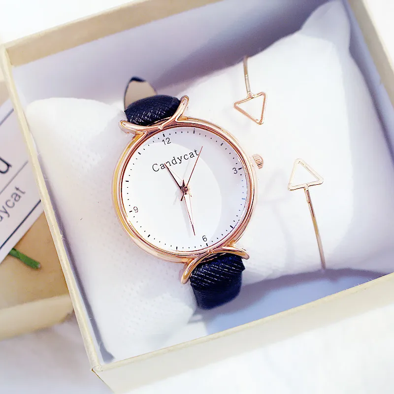 Женские часы корейские студенческие Модные простые и Легкие Милые универсальные маленькие кварцевые часы Candycat для младшей школы