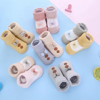 

2Pcs/Set Cute Newborn Baby Socks Kids Baby Girls Boys Anti-Slip Winter Warm Socks Slipper Shoes Boots Gifts