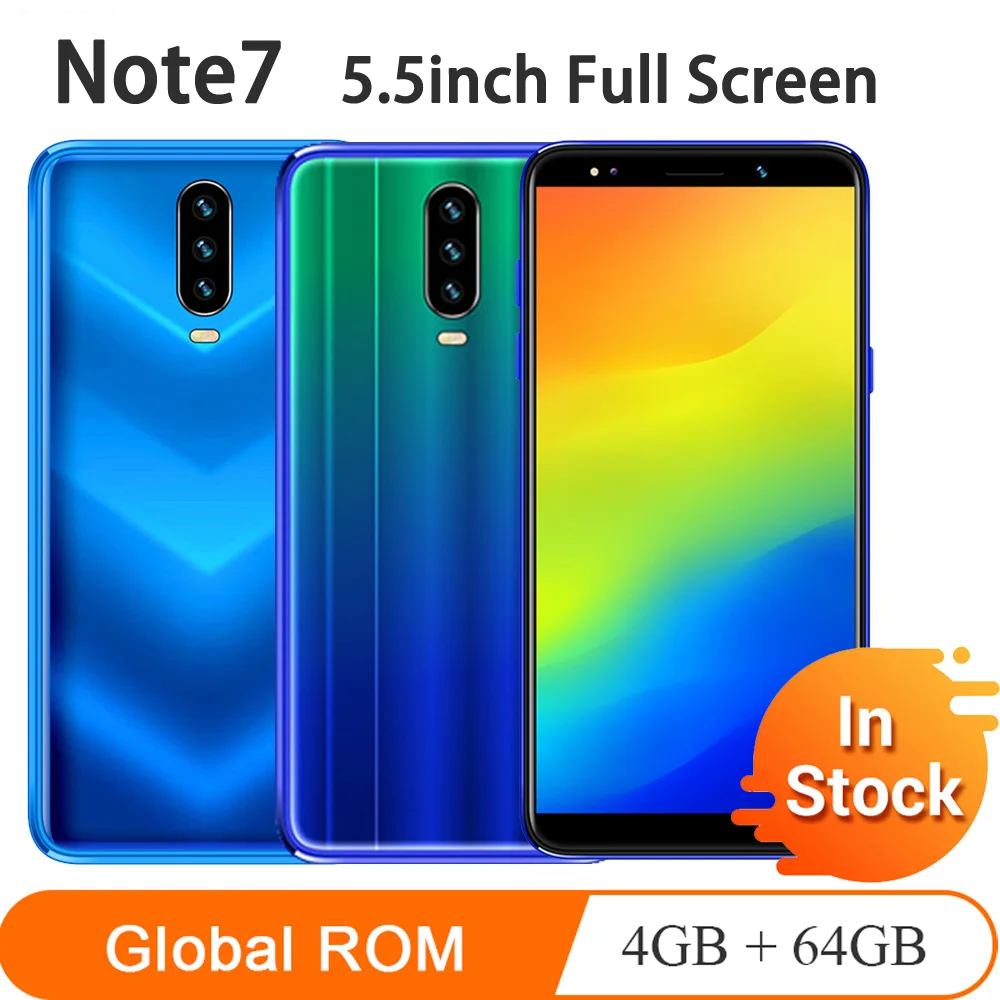 Смартфон Note 7 4 Гб ОЗУ 64 ПЗУ экран 5 дюйма 18:9 HD android четырёхъядерный процессор MTK6580