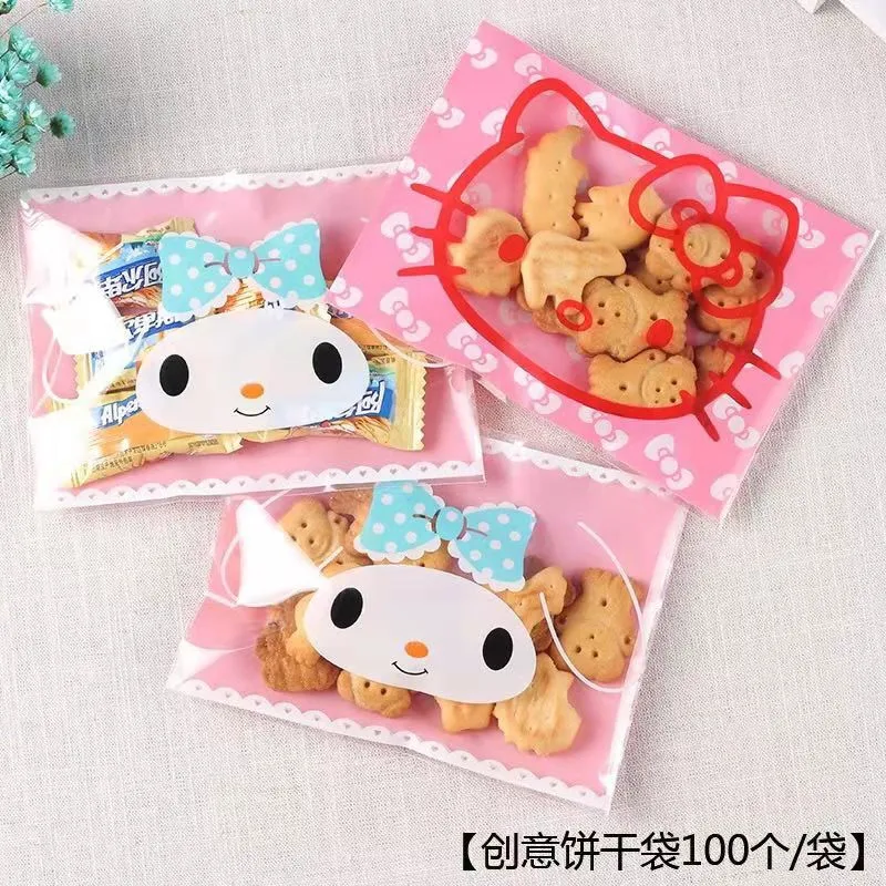 100pcs Cute Candy Cake Biscuits Cookies Snack Packaging Bags Gift Self-adhesive 