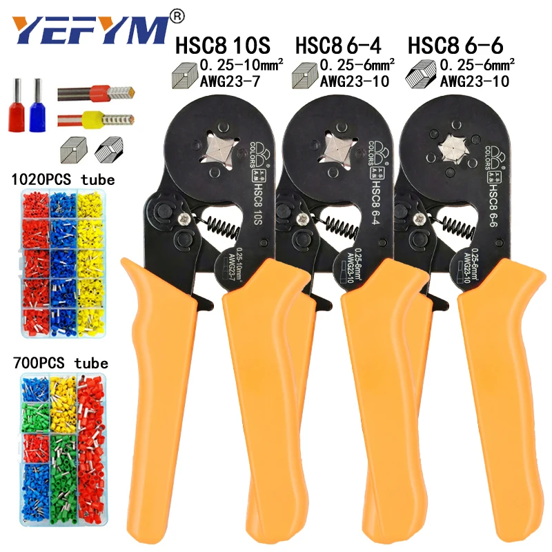 HSC8 10S обжимные клещи 0 25 10mm2 23 7AWG 6 4/6 с 1020 шт./кор. трубы типа Тип иглы Терминала Мини