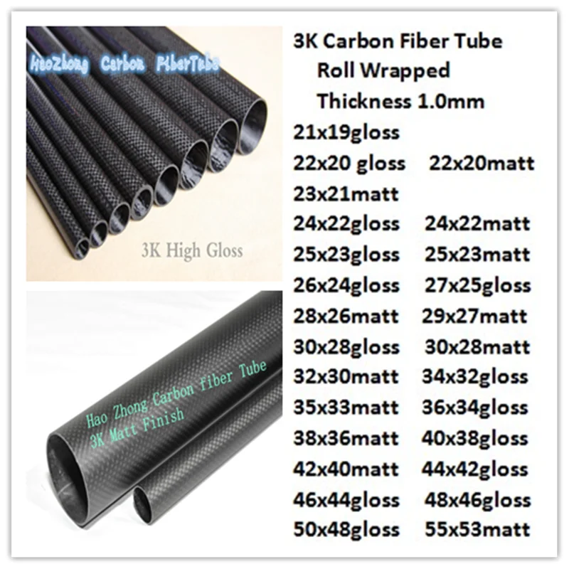 Tubo In Fibra Di Carbonio 3K – OD 20-30mm X 1000mm – Per Droni E Modellismo