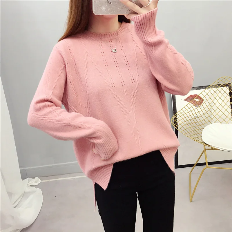

Online Celebrity 2019 Autumn And Winter New Style Korean-style Women's Wear Crew Neck Pullover Loose And Plus-sized Base Sweater