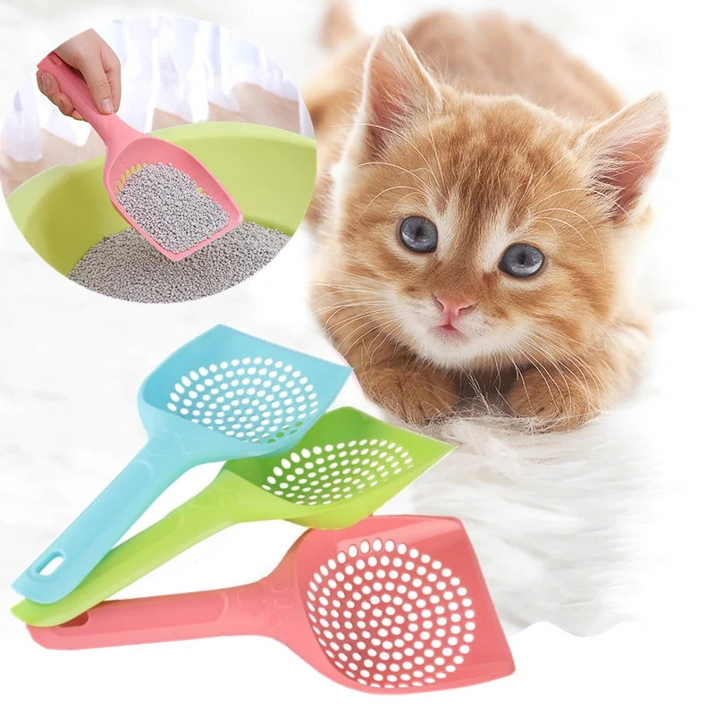De plástico pala para gatos de cuidado de mascotas arena recogedor de residuos pala hueco herramienta de limpieza de Estilo ahuecado ligero, fácil de limpiar