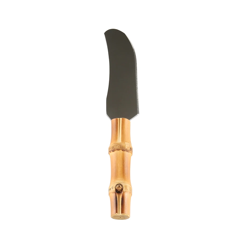 Baking Tool Stainless Steel Wood Bamboo Root Handle Toast Pizza Dessert Cake Bread Mini Small Cream Cheese Butter Spreader Knife