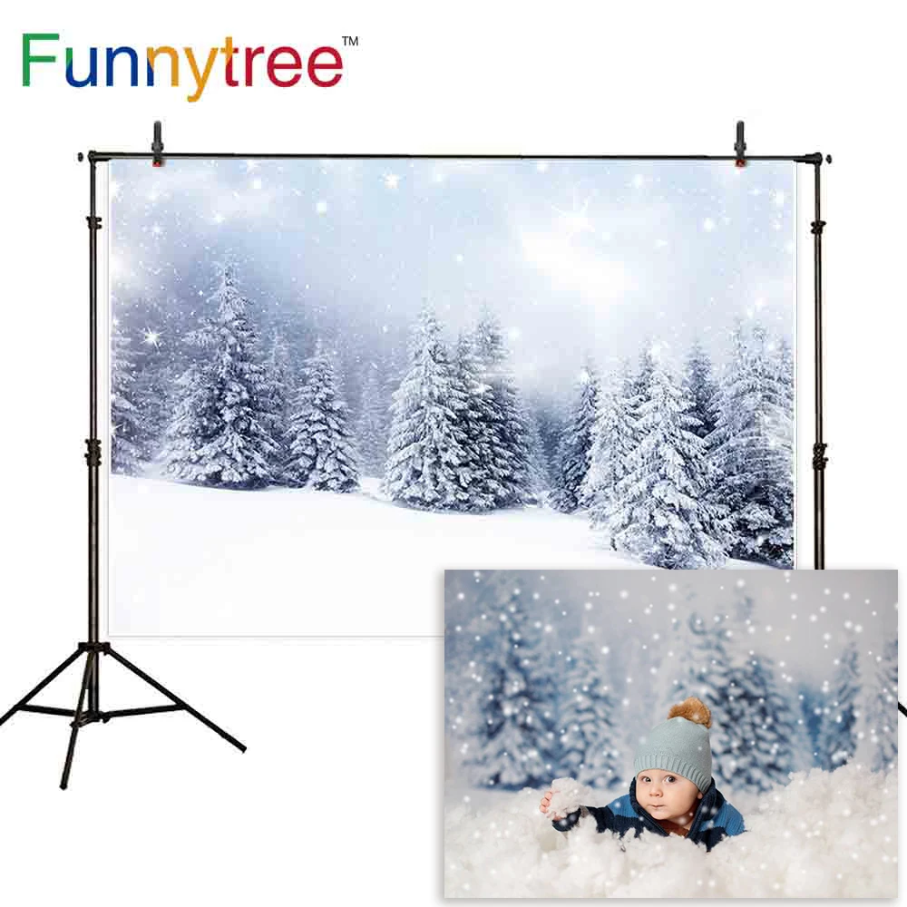 Funnytree фон для фото Зимний Открытый снег склон сцена сосны Белый Рождественский фон фотосессия boda обои