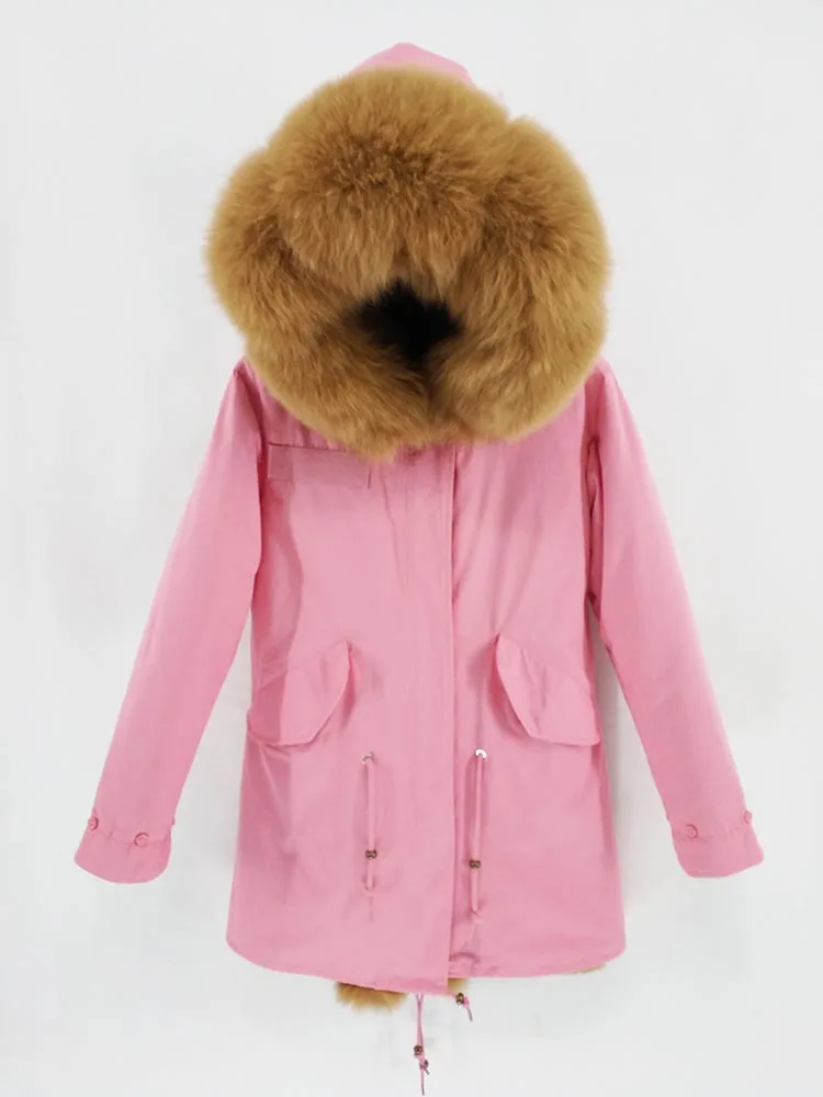 Женская парка с мягкой теплой подкладкой fFURTJY, длинное пальто серого цвета с воротником из натурального меха енота и подкладкой из искусственного меха, зимний сезон - Цвет: Camel fur collar 13