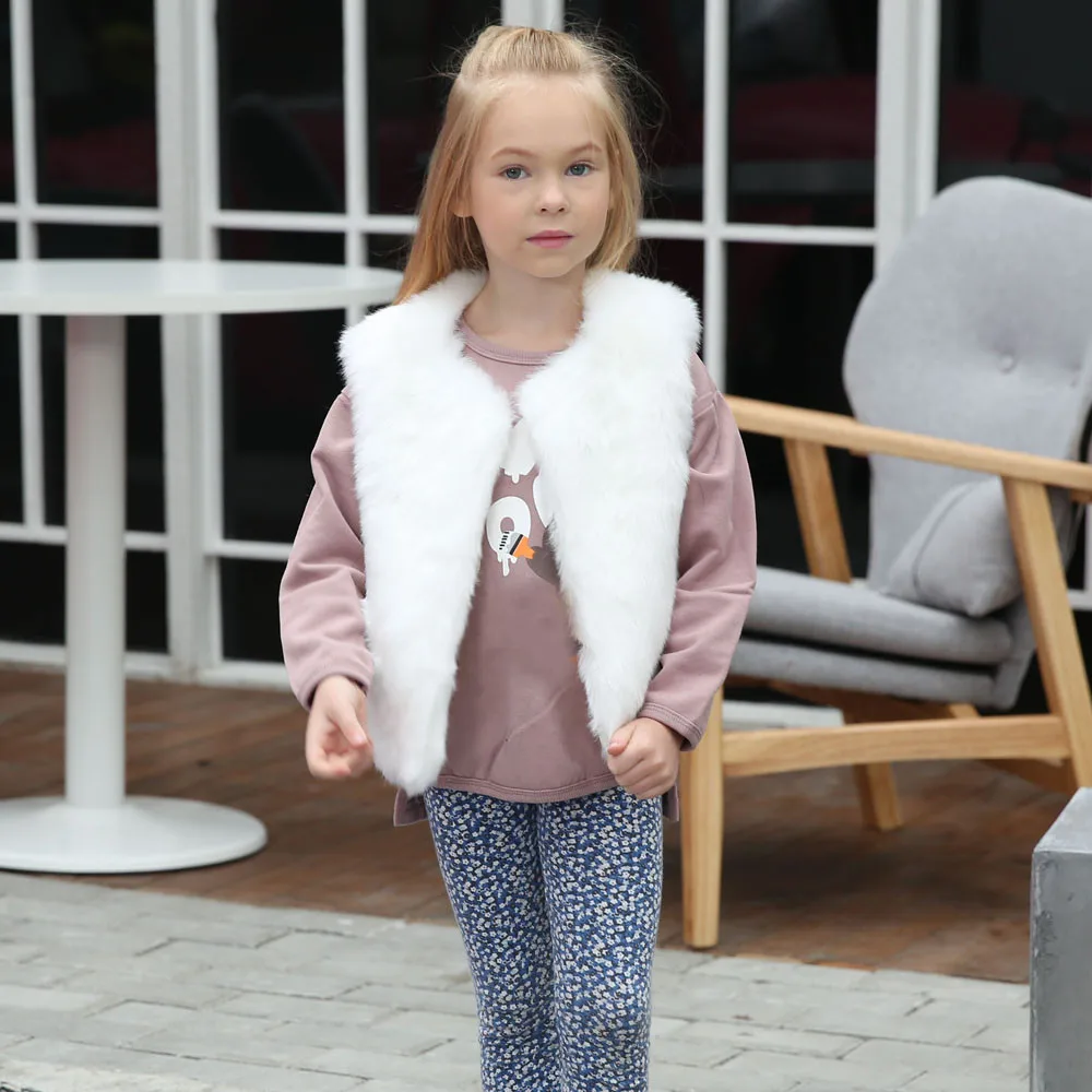 ARLONEET furry vest for girls Kids Faux Fur Wool Vest Winter Warm fashion Clothes Faux Fur Waistcoat Thick Coat Outwear CD05