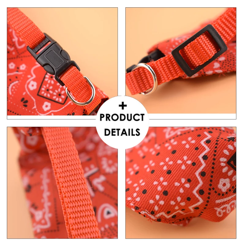 1piece Cute Adjustable Small Dog Collars Puppy Pet Slobber Towel Outdoor Cat Collar Print Scarf Design Dog Collar Neckerchief