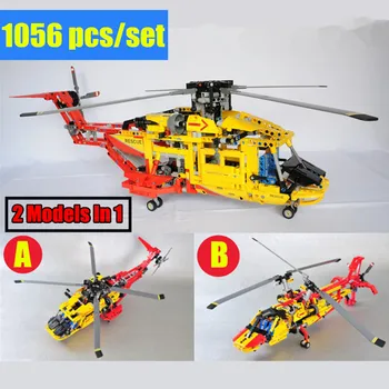 

New 2in1 City Rescue Helicopter Deformable Fit Technic City Plane Model Building Blocks Bricks Diy Toy Gift Boys Kids