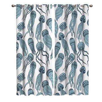 

Jellyfish Octopus Printing Curtains Living Room Bedroom Home Decoration Suitable for Adult Children Window Curtain