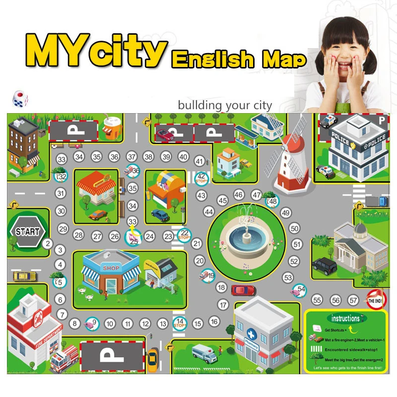 

Playmat City Map Car Toys Model Crawling Play Mat for Children Game Pad for Kids Play House Toy Road Carpet Car Accessories