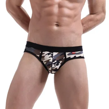 

Men's brief Low Rise Sexy Briefs Underpants Breathable Camouflage Sports U Convex underwear male Intimates