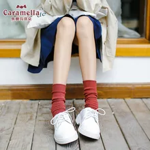 Caramella, мерсеризованный хлопок, женские носки, средняя манжета, черные носки, высокая Растяжка, корейский стиль, женские носки, уютные, мягкие, для девушек, чулочно-носочные изделия