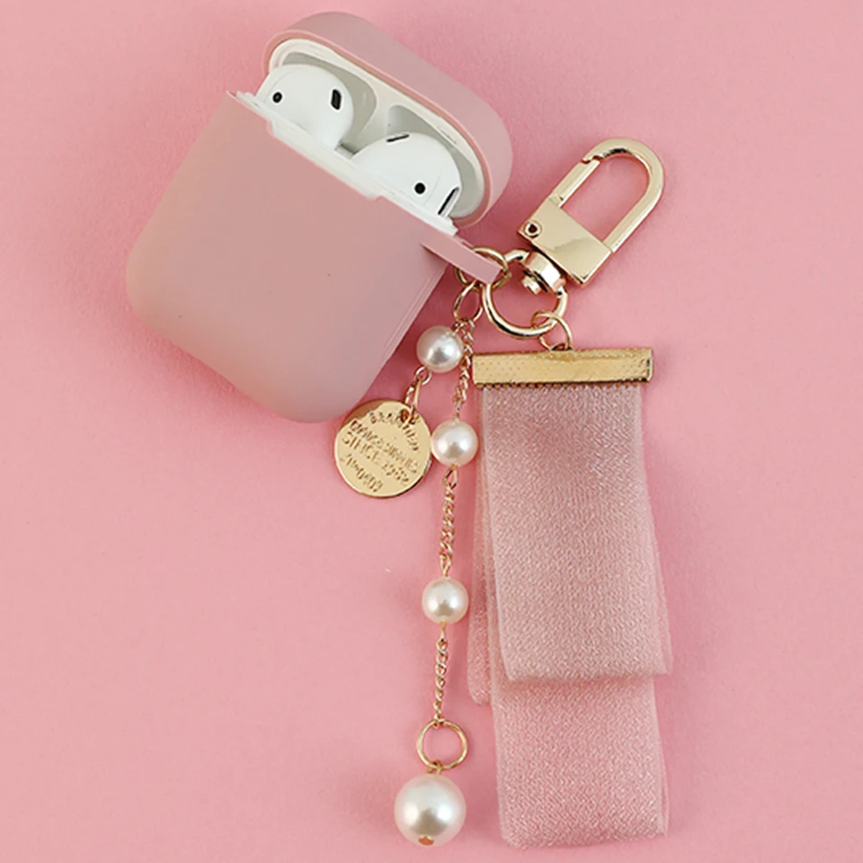 Милый мягкий чехол для Apple Airpods 1 2 Аксессуары Bluetooth наушники сумка коробка Роскошная жемчужная подвеска с кисточкой брелок Подарки для женщин
