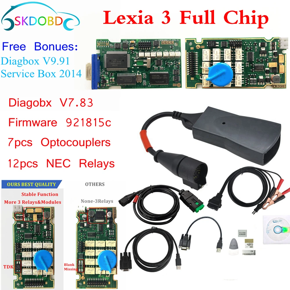 Диагностический инструмент Golden Lexia 3 Diagbox V9.91 полные чипы 921815C PP2000 PSA XS Evolution V7.83 для