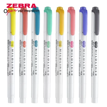 

ZEBRA Color Double-headed Highlighter WKT7 Durable High-quality Fiber Nib Is Not Easy To Dry and Soft Eye Protection Marker