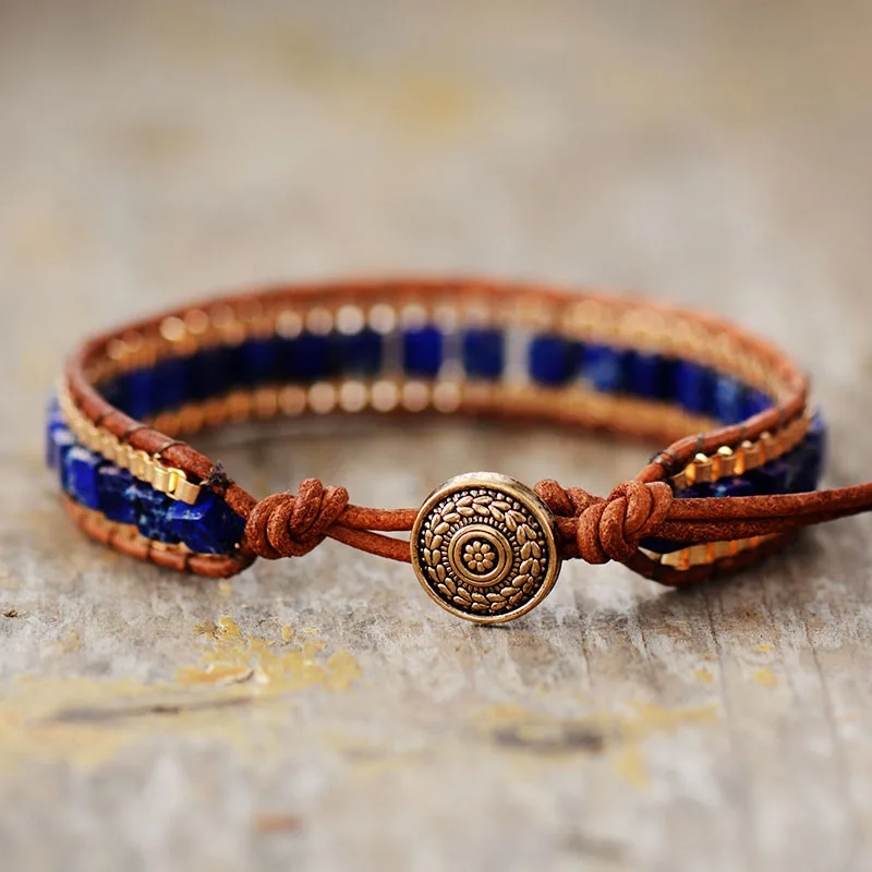 Turquoise Stones Gold Chain Woven Wrap Bracelet Bohemian - Image 6