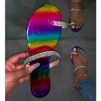 

Flat Sandals Women Summer Beach Shoes Fashion Rainbow Sandals for Women Ladies Flip-flops Slides Sandalias Mujer 2020
