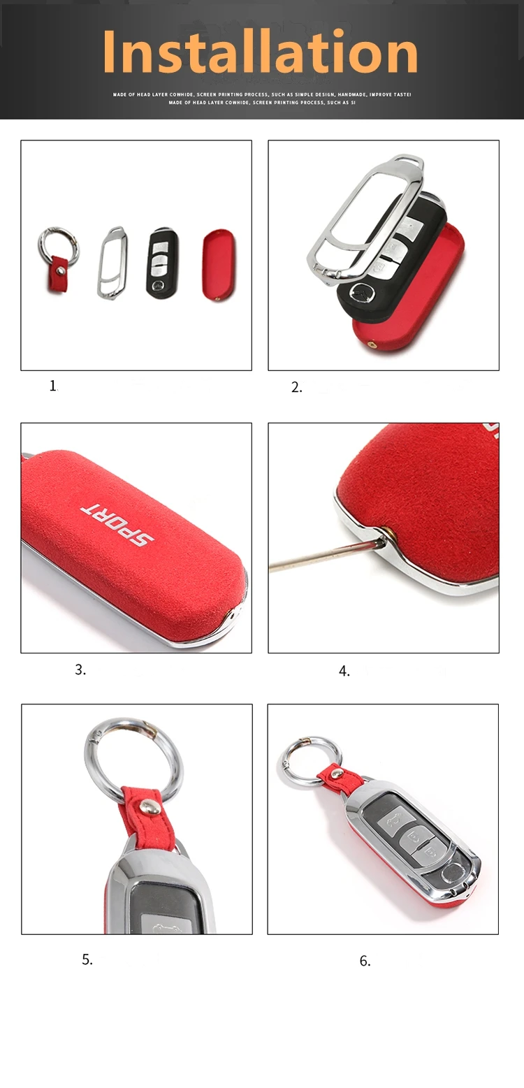 High Quality Car Suede TPU Keyring Holder Cover Case For Mazda CX-5 CX-9 Axela Mazda 6 Atenza 2/3/4 Button Smart Fob Key Protect