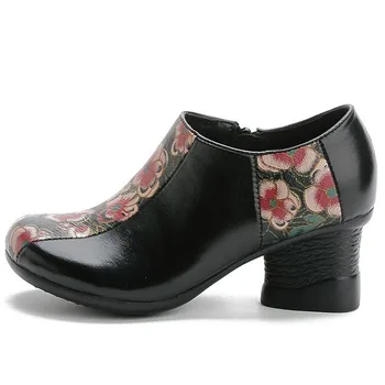 

2019 Autumn Printing Slice Women Shoes Women Fashion Shoes High Heels Elegant Temperament Genuine Leather Wedding Banquet Shoes