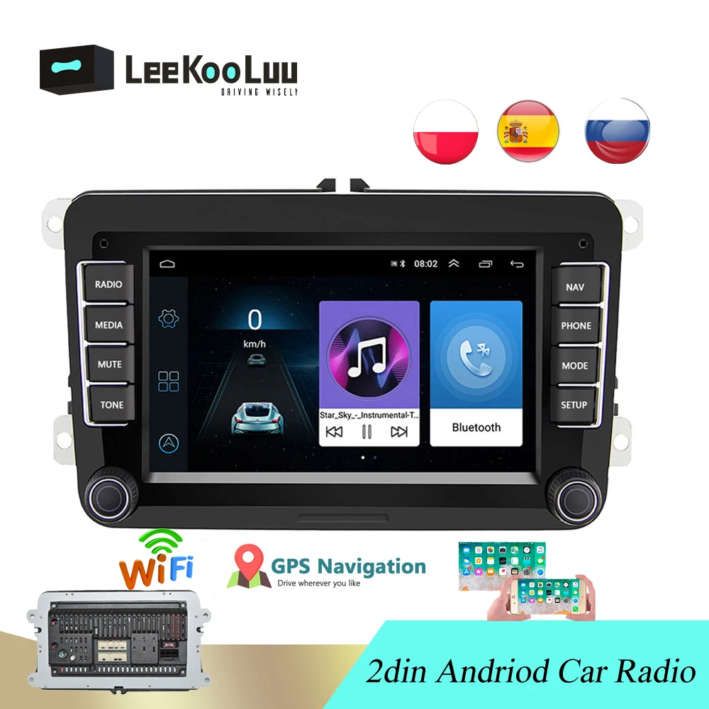 

LeeKooLuu 7" Android Car Multimedia Player WIFI GPS Navigation FM Autoradio 2 Din Car Radio For Skoda VW Passat B6 Polo Golf 4
