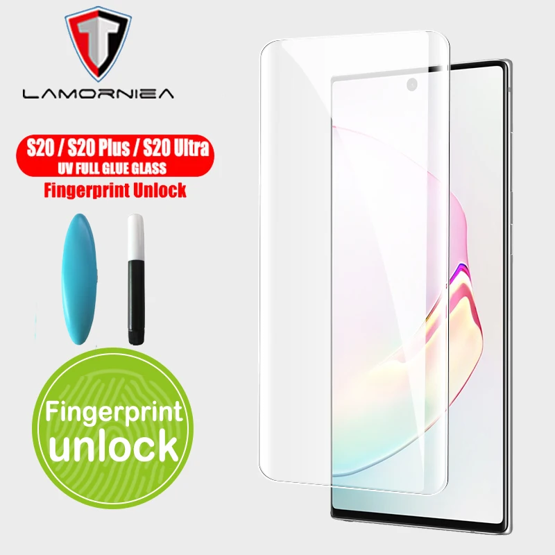 

100D UV Full Glue Tempered Glass For Samsung Galaxy S20 S10 Plus Note 10 8 9 Plus S10 S20 Ultra Plus 5G UV Screen Protector Film