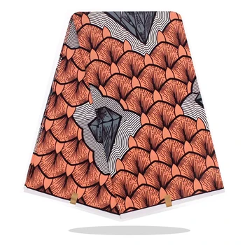 

African Wax Prints Fabric 100%Cotton High Quality Veritable Nigerian Style Wax Printed Fabric 6 Yards For Wedding Dress RV09-99