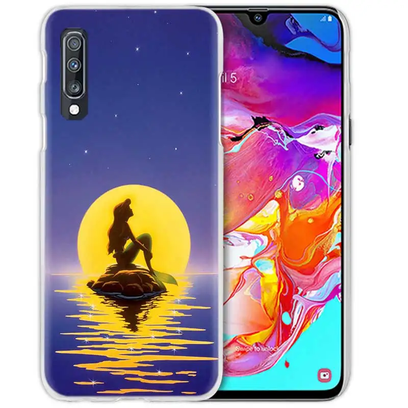 С героями мультфильмов, с рисунком «маленькая русалочка» чехол для samsung Galaxy A50 A70 A20e A80 A60 A40 A30 A20 A10 A8 A6 плюс A9 A7 жесткий чехол для телефона с рисунком в виде Coque