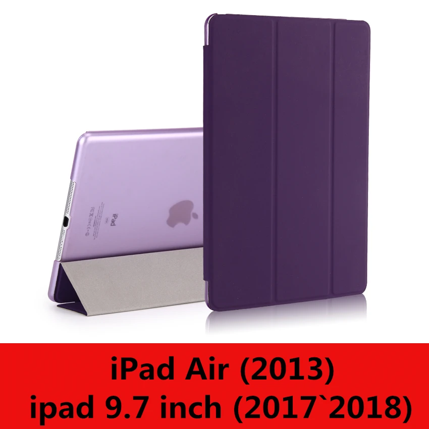 Чехол для iPad 9,7 6th воздуха, версия 1, 2, 3, ремешок Pro 10,5 мини на возраст 1, 2, 3, 4, 5, прозрачный просвечивающийся Чехол Smart sleep wake up из искусственной кожи чехол - Цвет: purple-L-New9.7 Air
