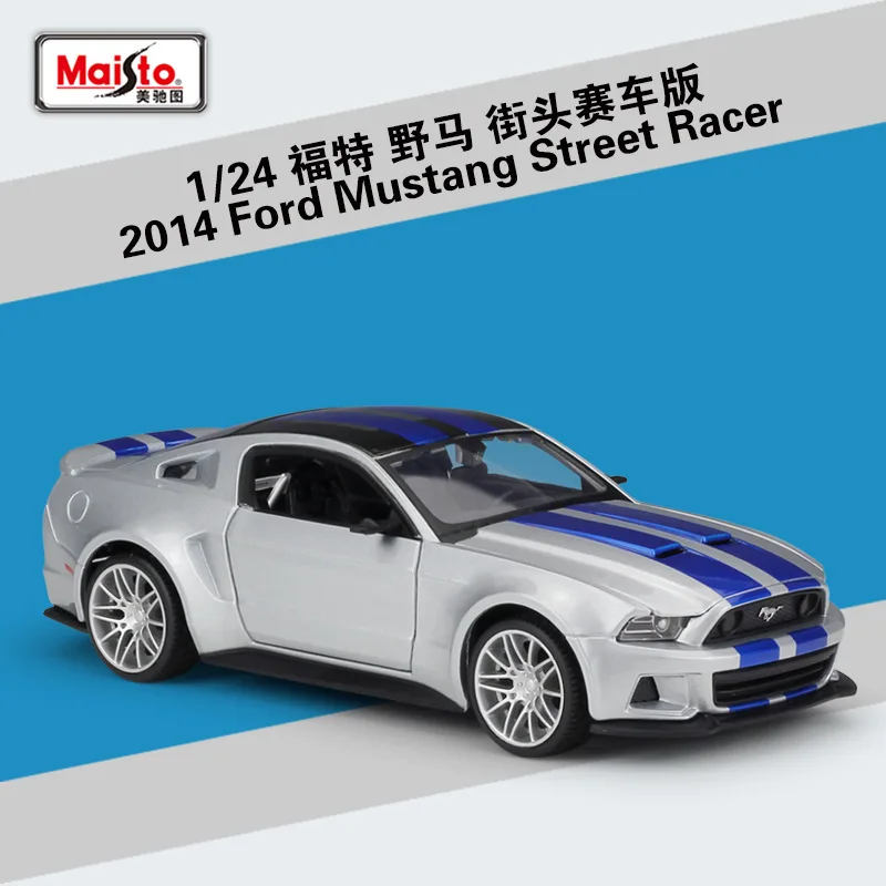 Спортивный автомобиль Maisto 1:24 2014 Mustang Street Racer серебряный белый зеленый статическая