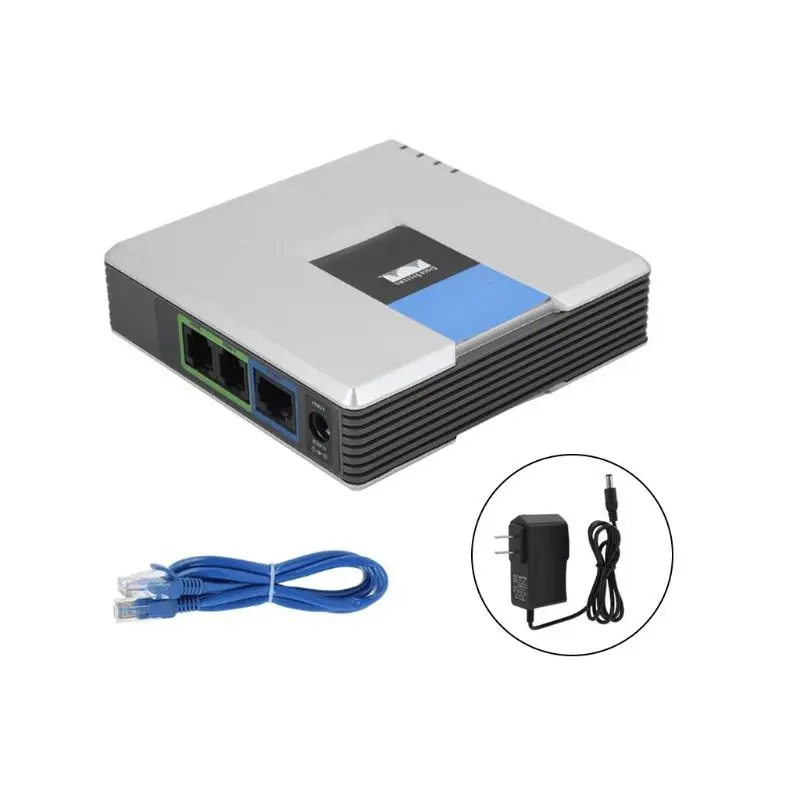 

1Set VOIP Gateway 2 Ports SIP V2 Protocol Internet Phone Voice Adapter with Network Cable for Linksys PAP2T AU/EU/US/UK Plug