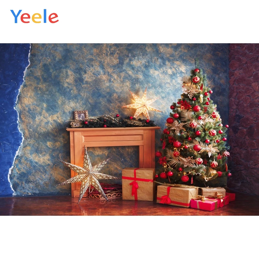 Фоны для фотосъемки Yeele с изображением рождественской елки камина звезд стула