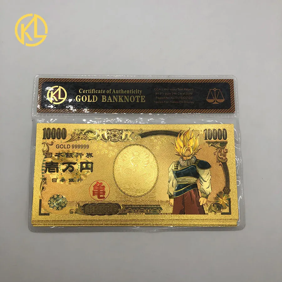Горячая Распродажа: 5 шт/10 шт Япония Дракон мультфильм "Dragon 10000 Yen Золото пластиковый банкнот для Классический воспоминание из детства коллекция - Цвет: Dragon Ball5-COA