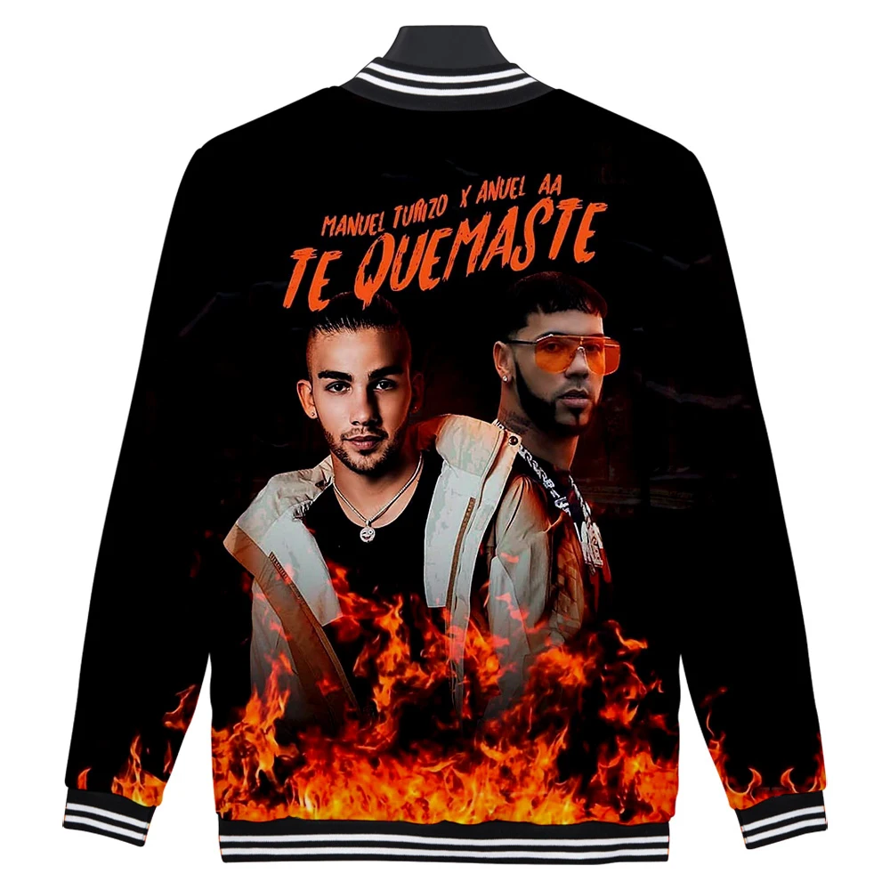 Новая бейсбольная куртка Anuel AA с 3D принтом женская/Мужская модная куртка с длинным рукавом горячая распродажа Повседневная Уличная одежда