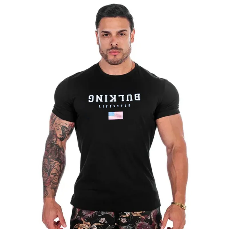 Новые быстросохнущие Компрессионные Мужские футболки рубашка для бега фитнес-плотно короткая футболка спортивная рубашка для спортзала мужские футболки для бега топы Джерси