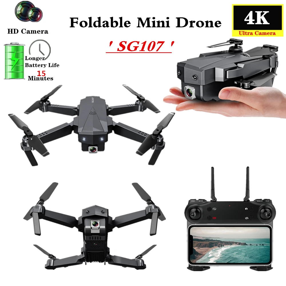 2020 Новый SG107 мини-Дрон WI-FI FPV Широкий формат HD 4K 1080P Камера Бла (беспилотный